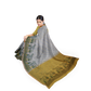 Yellow - White Cotton Silk Saree with Small Leafy Prints