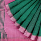 Pink and Green Colored Cotton Silk Saree