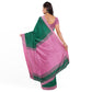 Pink and Green Colored Cotton Silk Saree