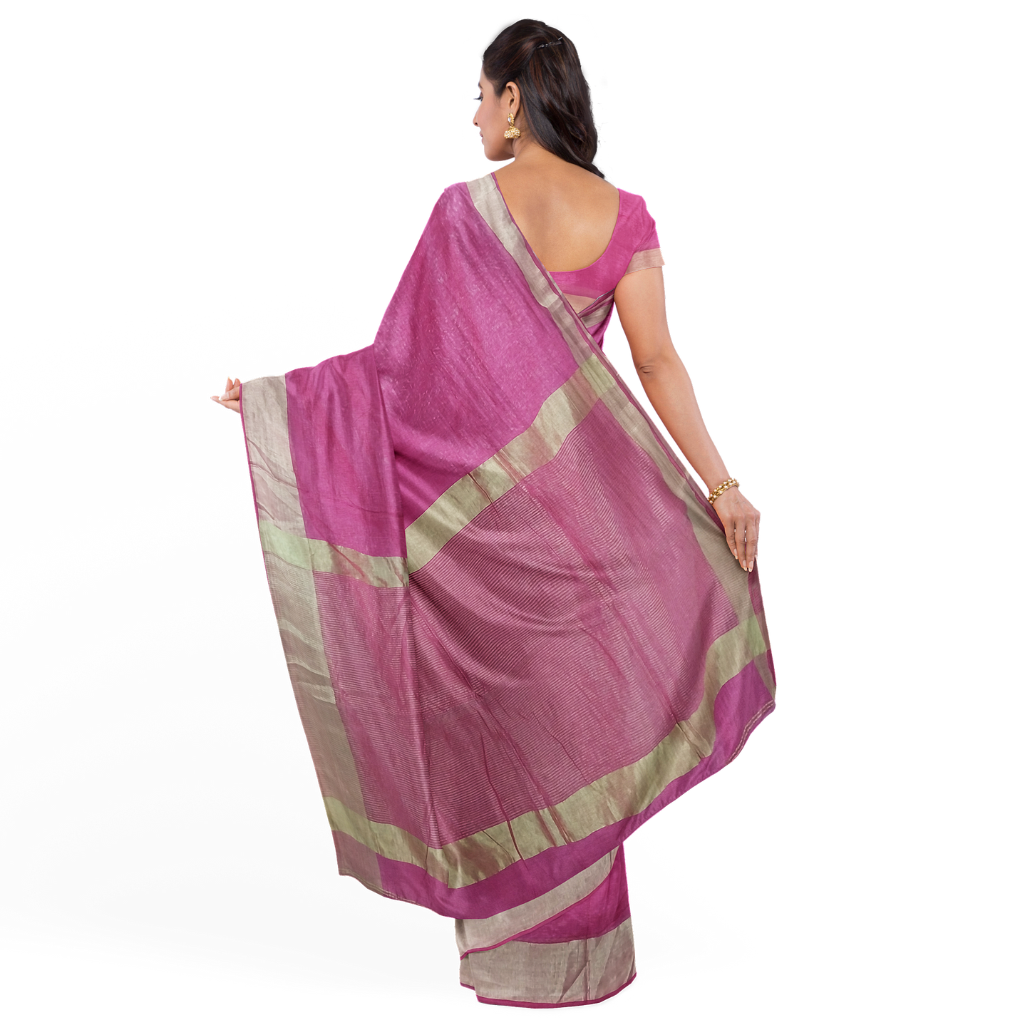Rani Color Cotton Silk Saree