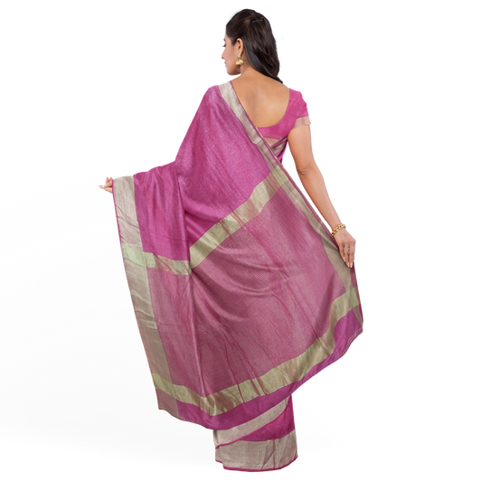 Rani Color Cotton Silk Saree