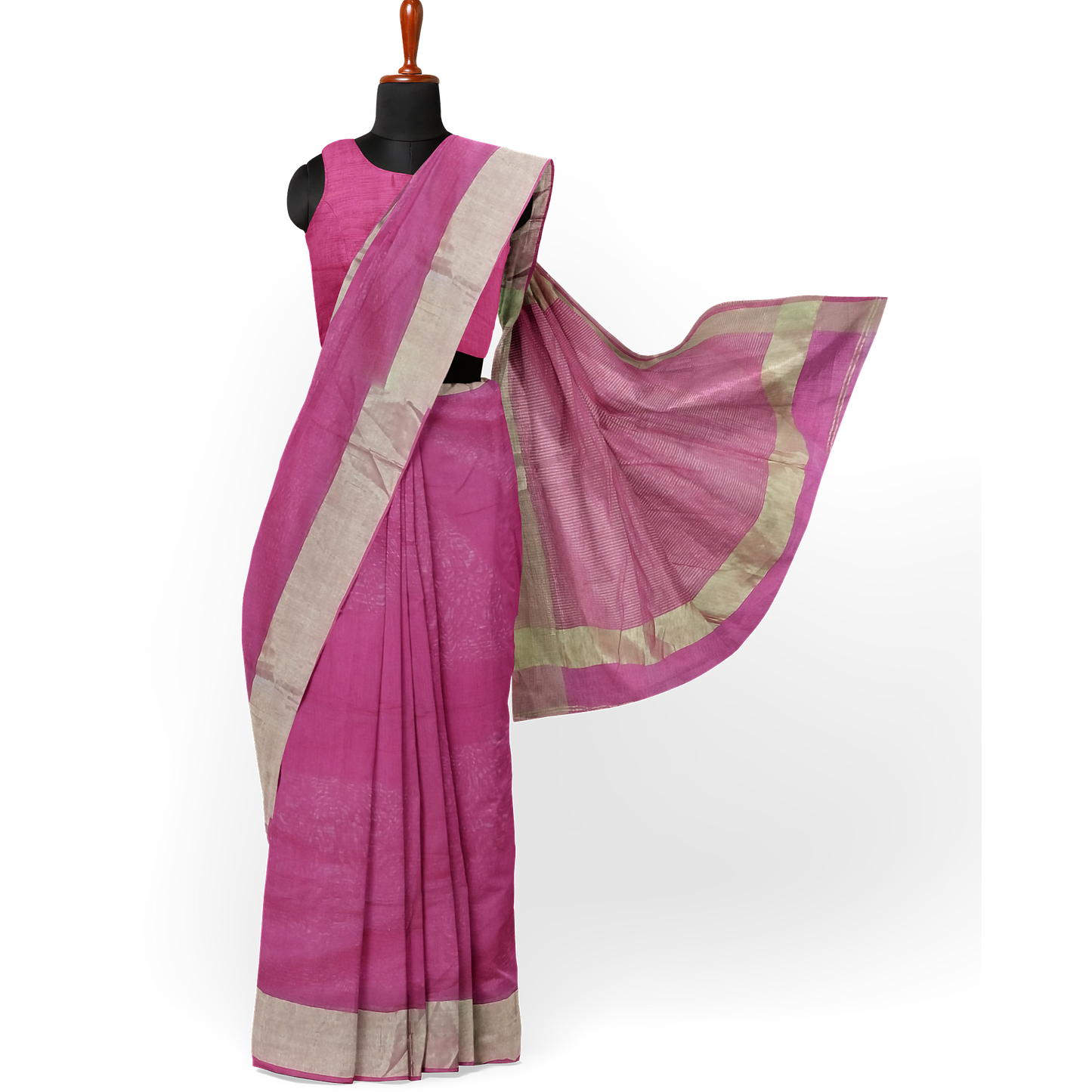 Rani Color Cotton Silk Saree