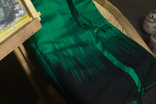 Green and Black Tussar Silk Saree