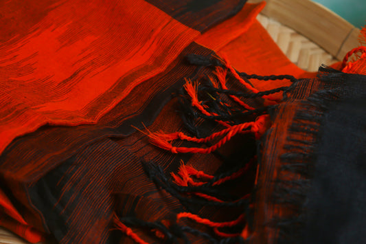 Red and Black Silky Cotton Mangalgiri Saree