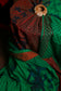 Flower Printed Saree in Green-Maroon Colour